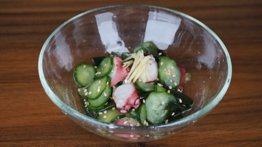 Tako Kyuri sunomono (vinegared Cucumber and octopus)