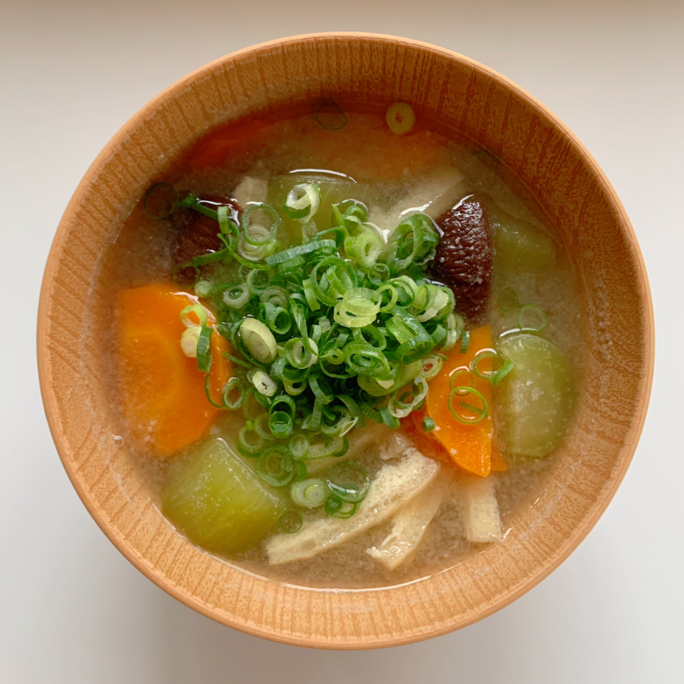 Japanese miso soup with plenty of vegetables