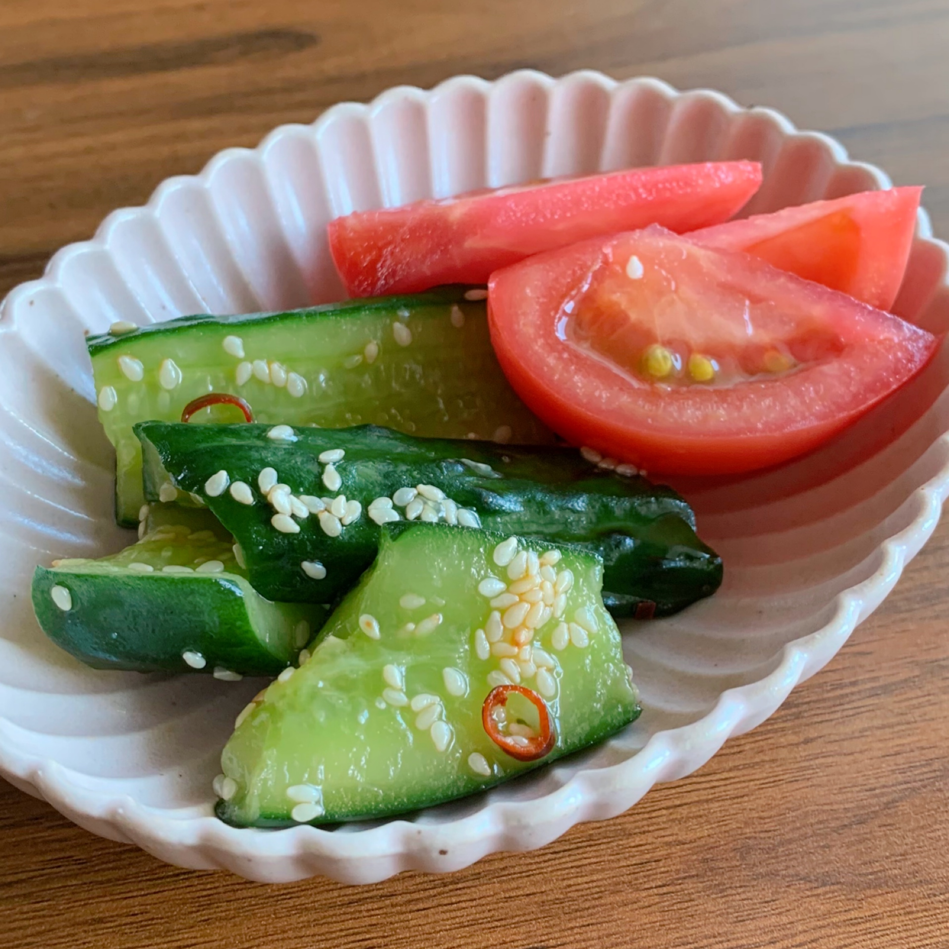 Cucumbers marinated in soy sauce.