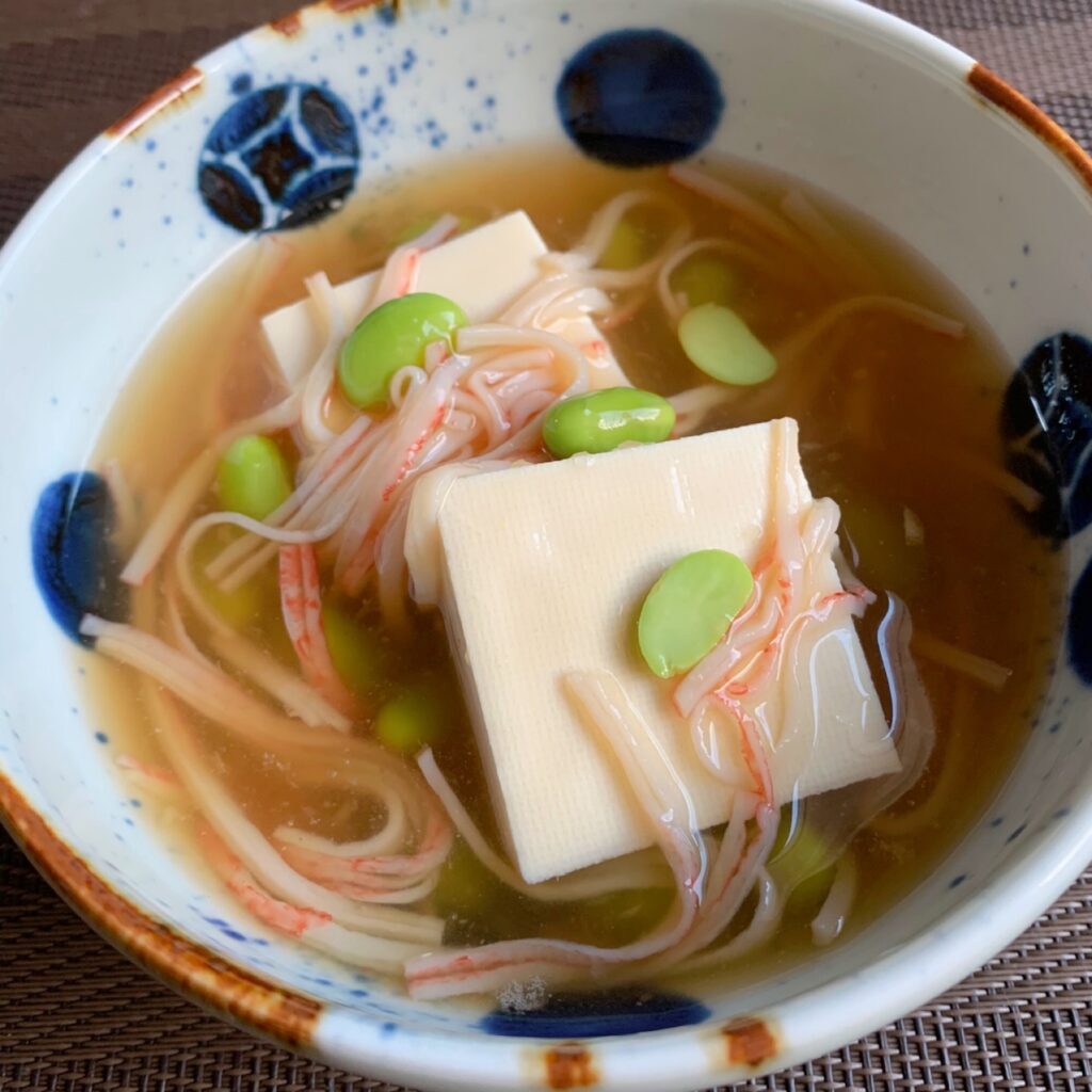 A very healthy side dish of tofu edamame ankake