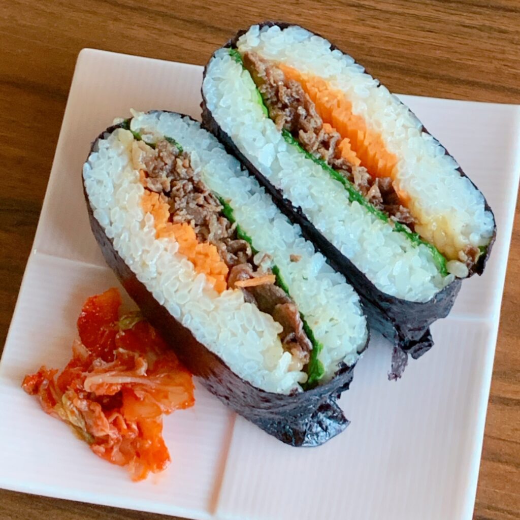 Beef yakiniku onigirazu (Rice Balls)
