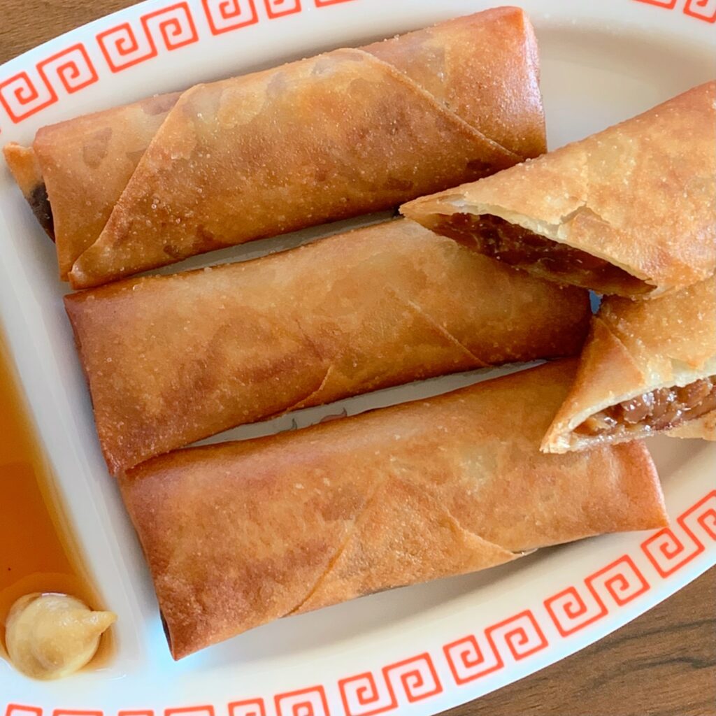 Natto and cheese harumaki (spring rolls)
