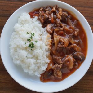 Japanese Hayashi Rice (Beef Stew over Rice) No Roux Needed!