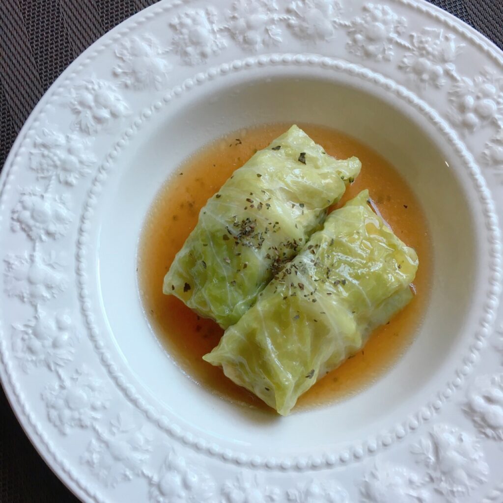 Consommé flavor Rolled Cabbage made with ground pork 